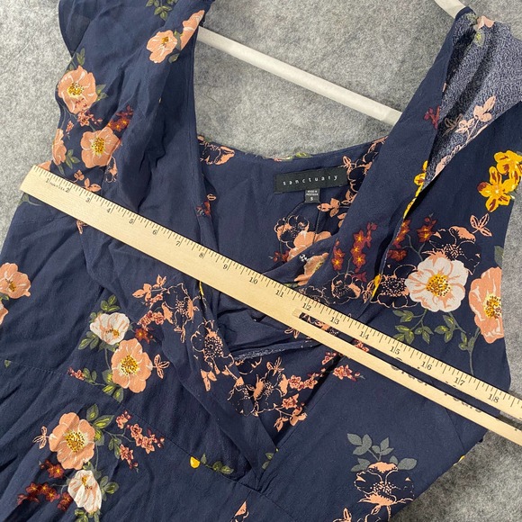 Nordstrom Sanctuary Maxi Dress Small Navy Blue Floral Off Shoulder Slit - Picture 6 of 11